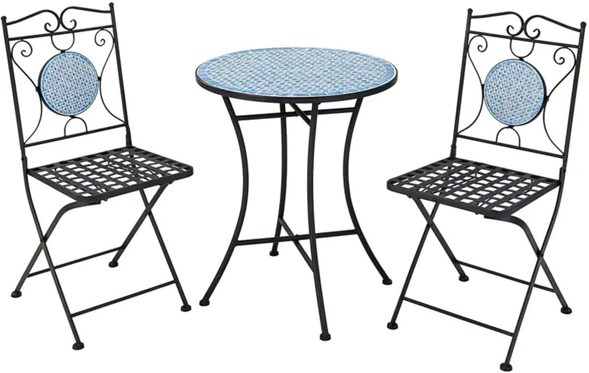 3 Pieces Patio Bistro Set Outdoor Furniture Mosaic Table Chairs