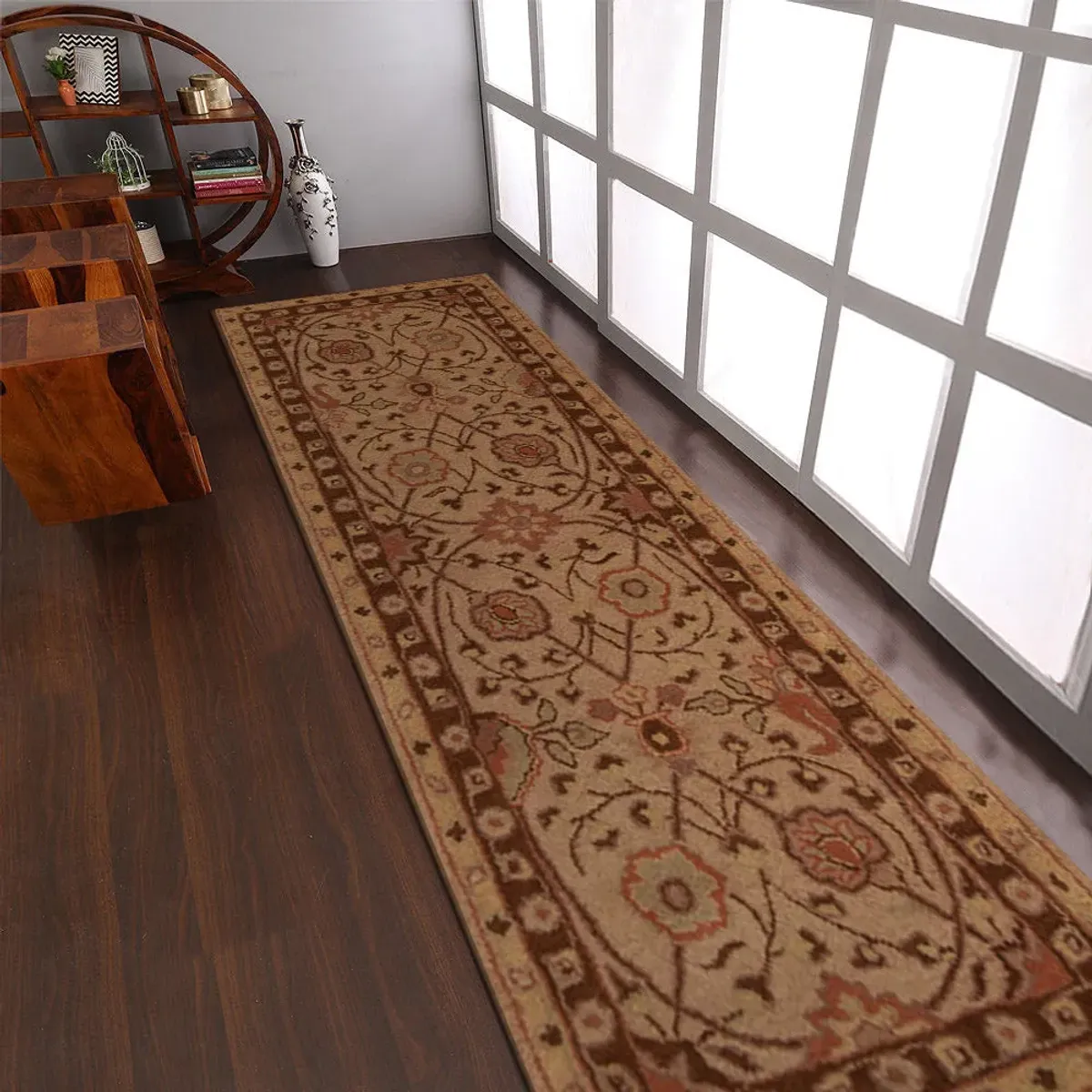RUGSOTIC CARPETS HAND TUFTED WOOL ECO-FRIENDLY AREA RUGS  - 2'6"x8', Runner Shape, Cream, Classic Oriental Traditional  Design, High Pile Handmade Area Rugs for Living Room, Bed Room (K05202)