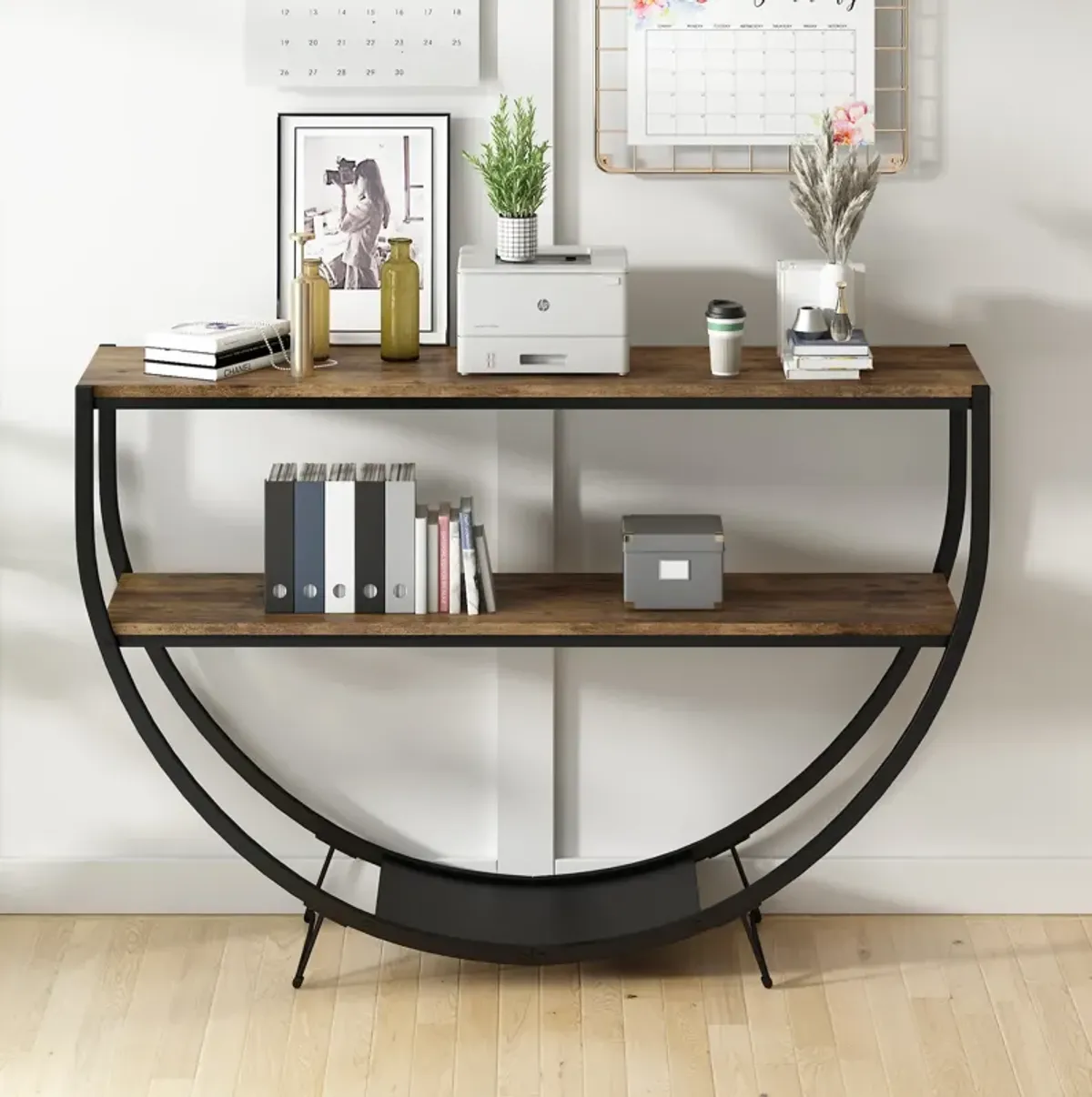 Merax Industrial Demilune Shape Console Table