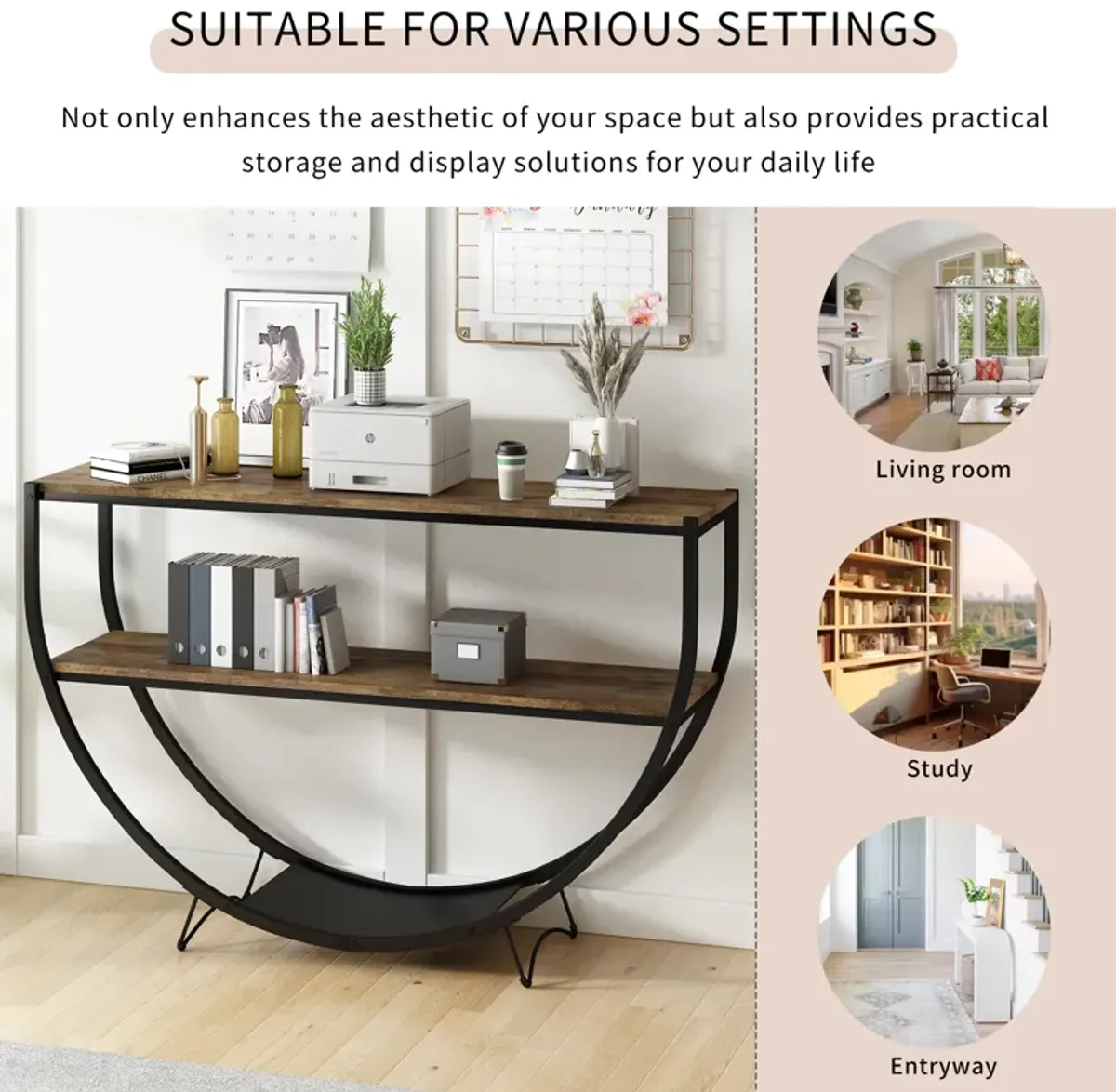 Merax Industrial Demilune Shape Console Table