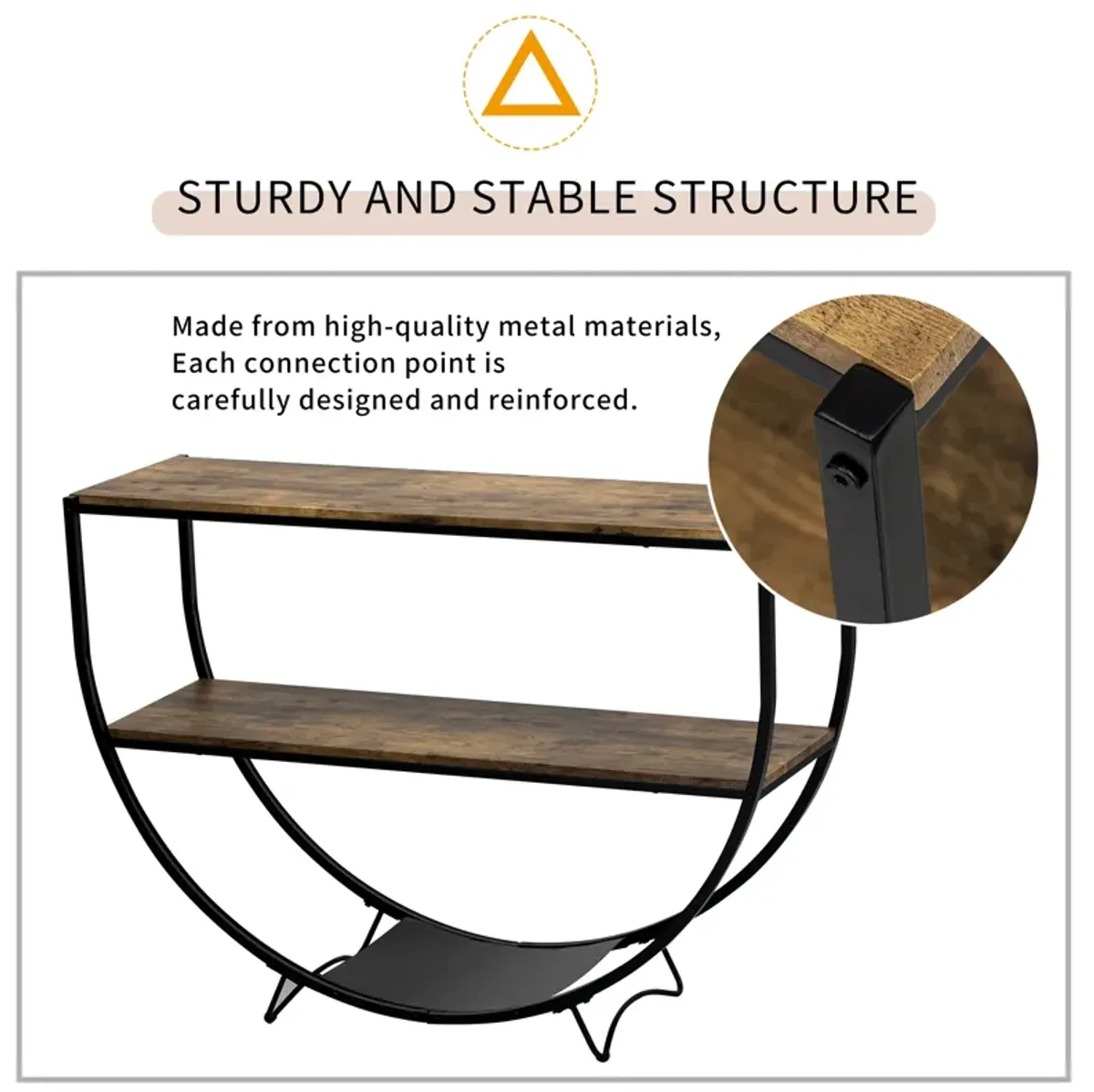 Merax Industrial Demilune Shape Console Table