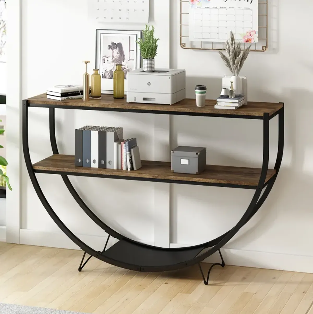 Merax Industrial Demilune Shape Console Table