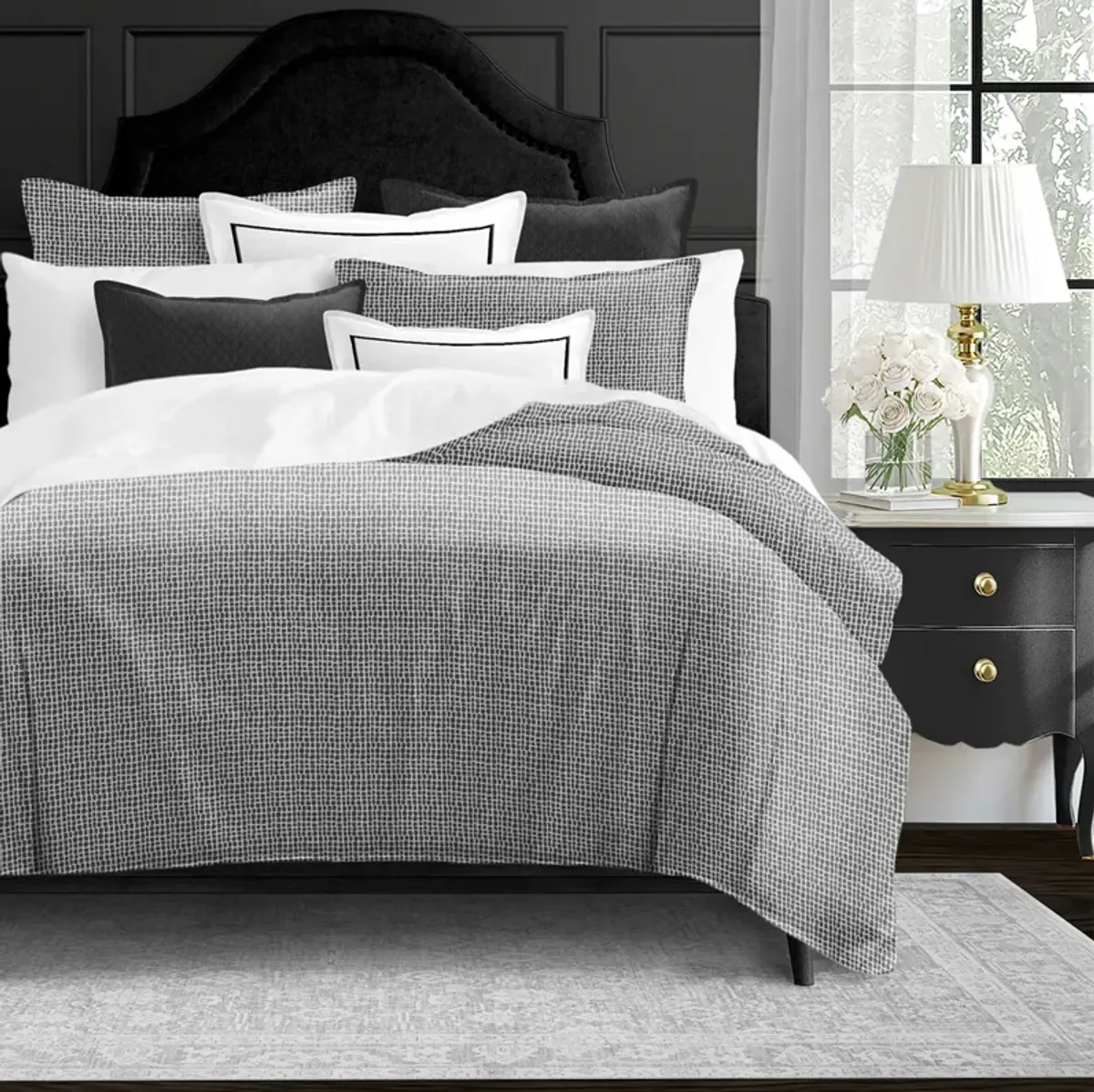 6ix Tailors Fine Linens Keeley Charcoal Coverlet Set