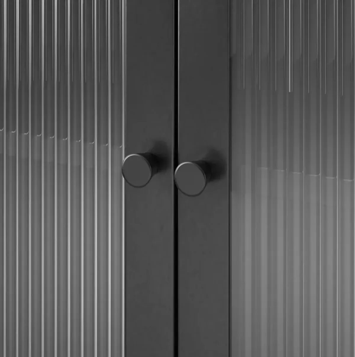 Shadwick 2 Door Storage Cabinet-Fluted Glass Metal Locker