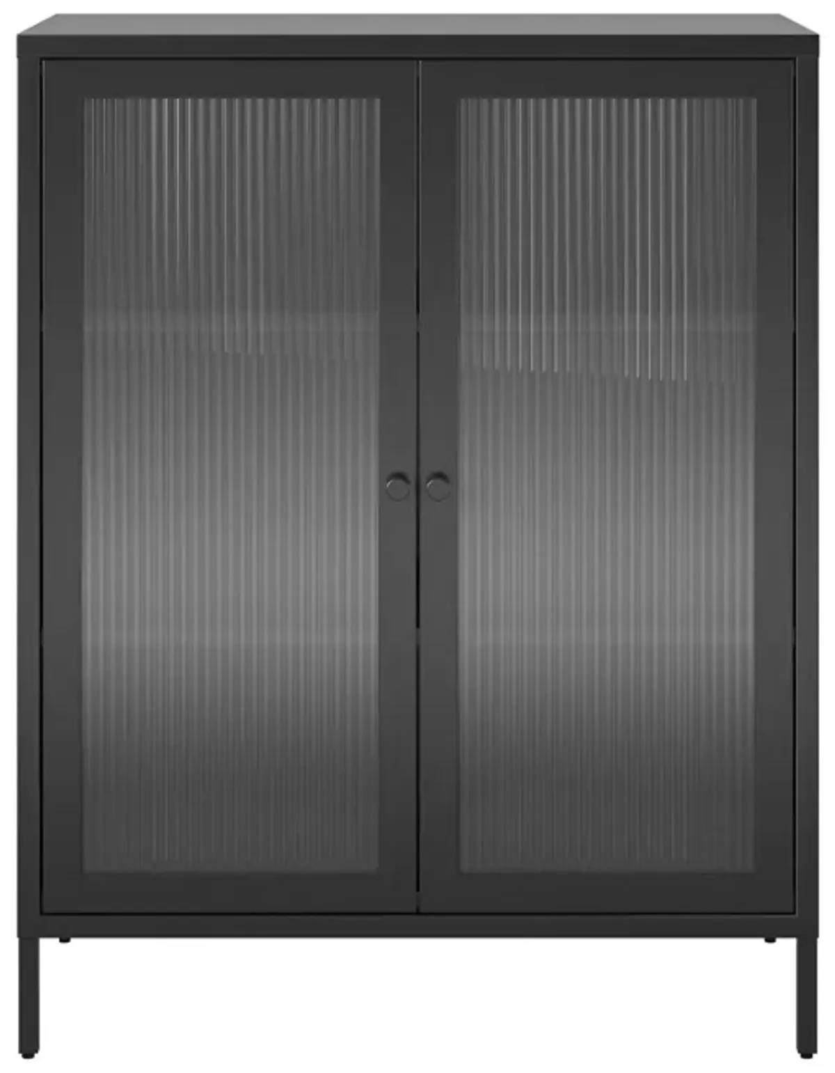 Shadwick 2 Door Storage Cabinet-Fluted Glass Metal Locker