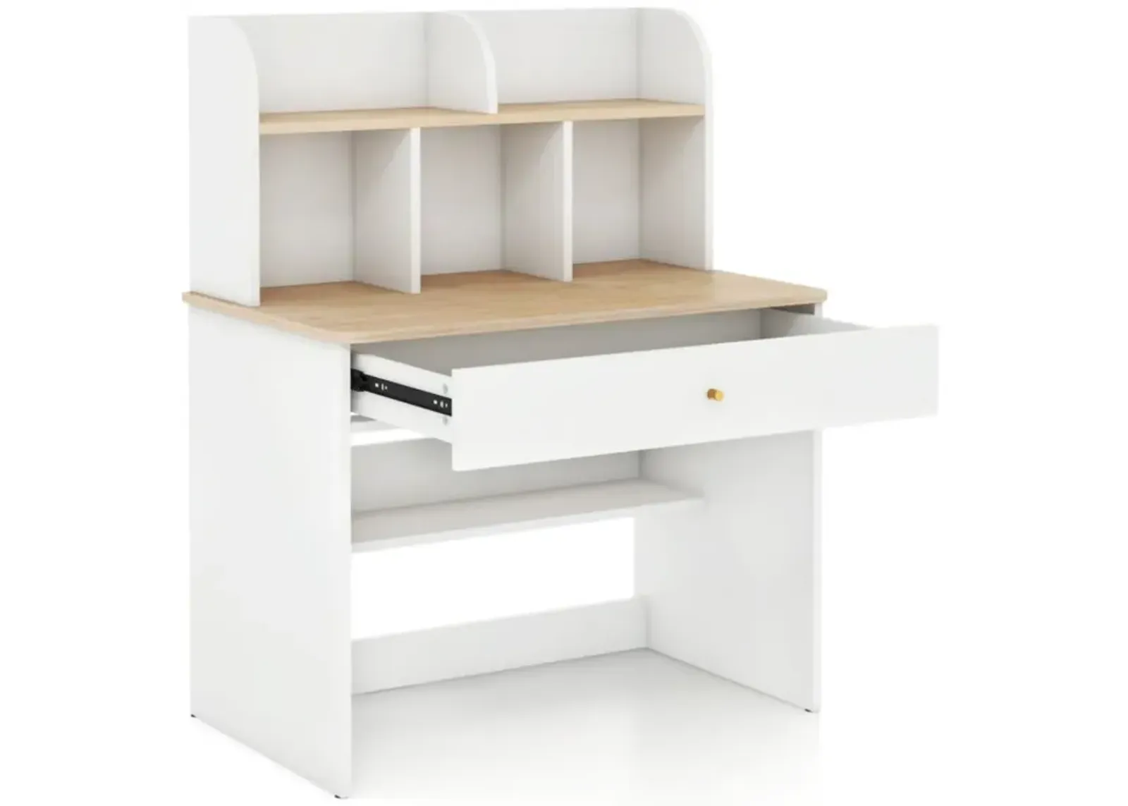 Hivvago Kids Wooden Study Desk Writing Table with Hutch and Drawer