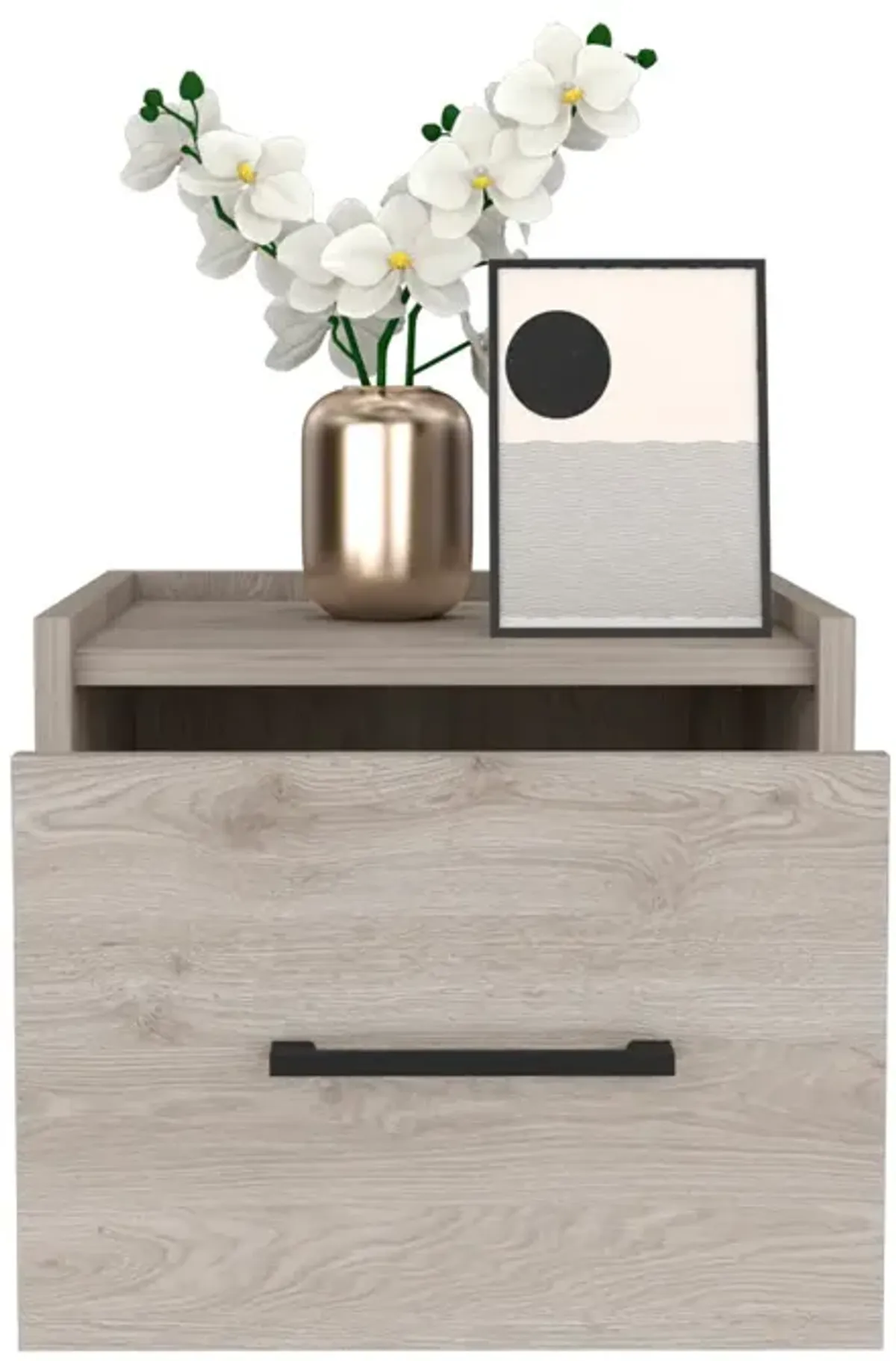 Floating Nightstand Calion, Bedroom, Light Gray