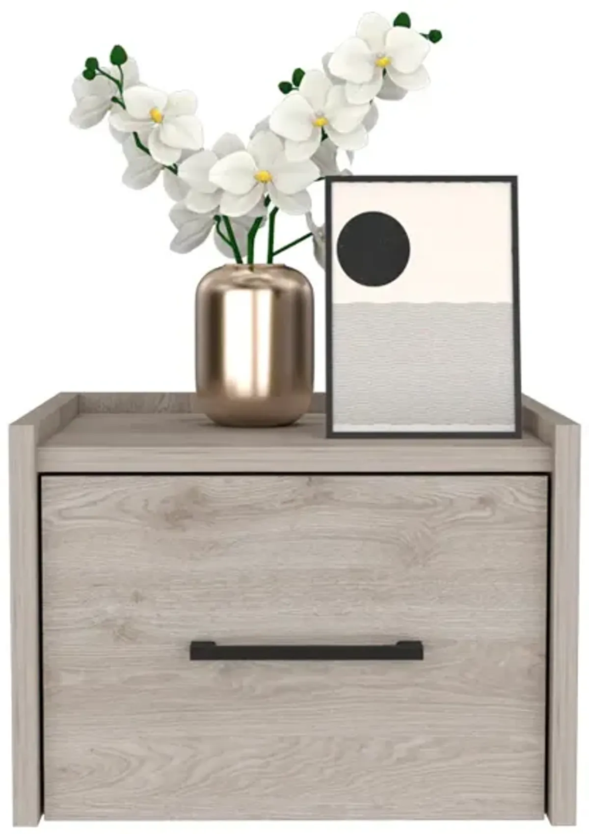 Floating Nightstand Calion, Bedroom, Light Gray