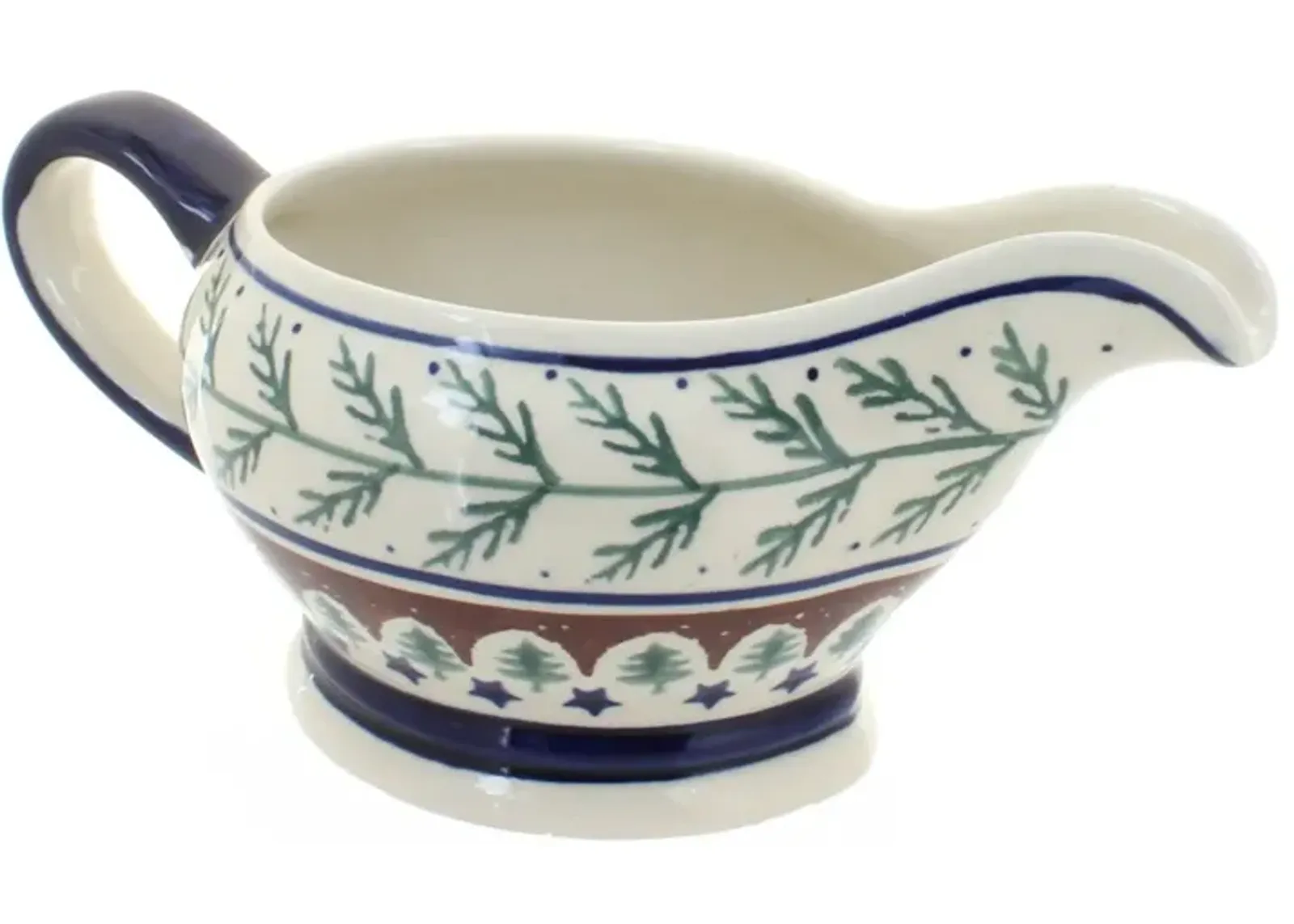 Blue Rose Polish Pottery Peacock Gravy Bowl