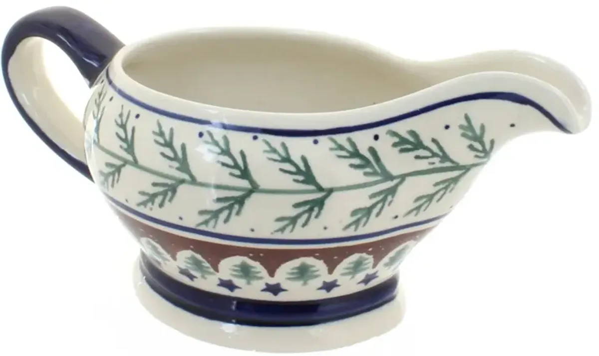 Blue Rose Polish Pottery Peacock Gravy Bowl