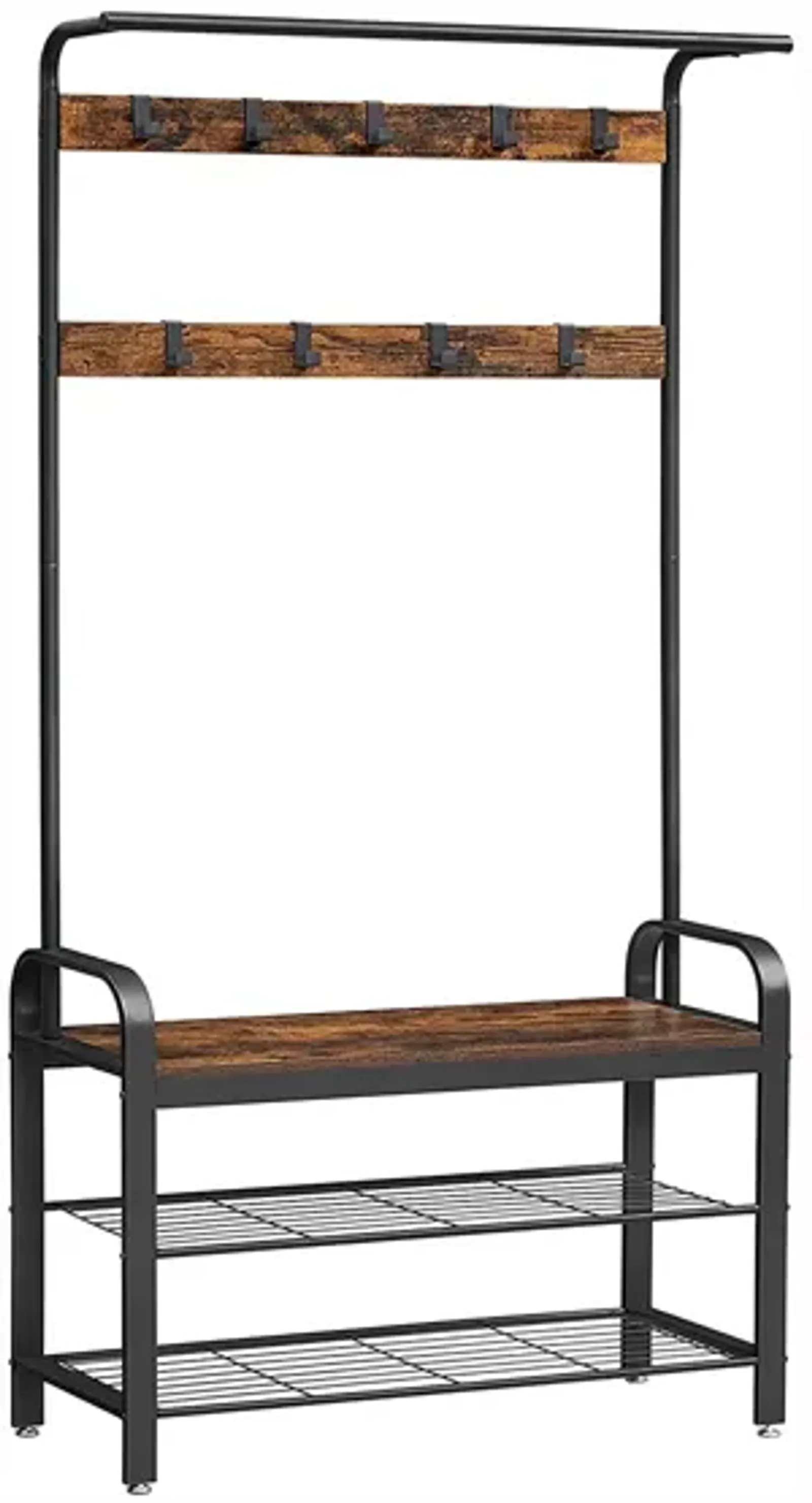 Coat Rack Shoe Bench with Wood, Look Accent and Metal Frame