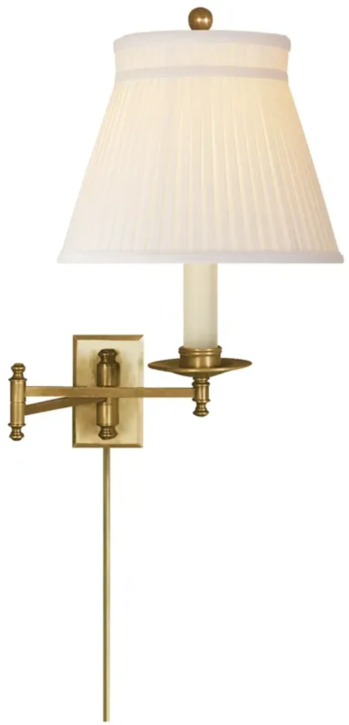 Dorchester Swing Arm in Antique-Burnished Brass with Silk Crown Shade