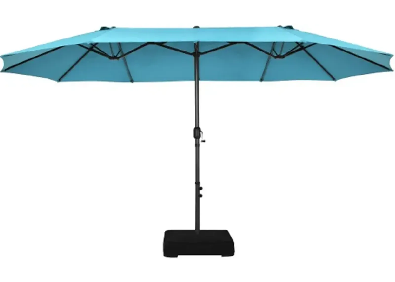 15-Foot Double-Sided Patio Umbrella with 12-Rib Structure for Extra Stability