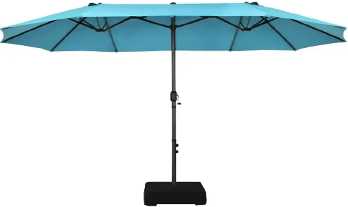 15-Foot Double-Sided Patio Umbrella with 12-Rib Structure for Extra Stability