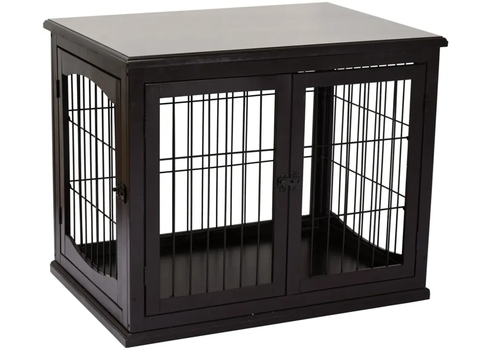 Coffee-Colored Pet Furniture: Wooden Dog Crate End Table, Two Openings