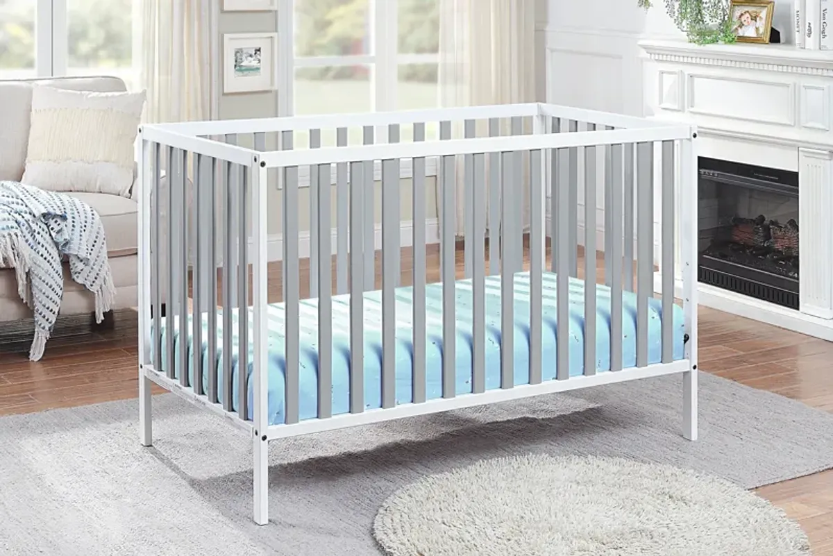 Baby Cache Deux Remi 3-in-1 Convertible Island Crib White/Gray