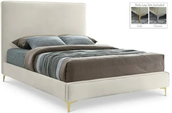 Meridian Furniture Geri Cream Velvet Full Bed
