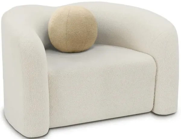Meridian Furniture Kali Cream Faux Shearling Teddy Fabric Chair