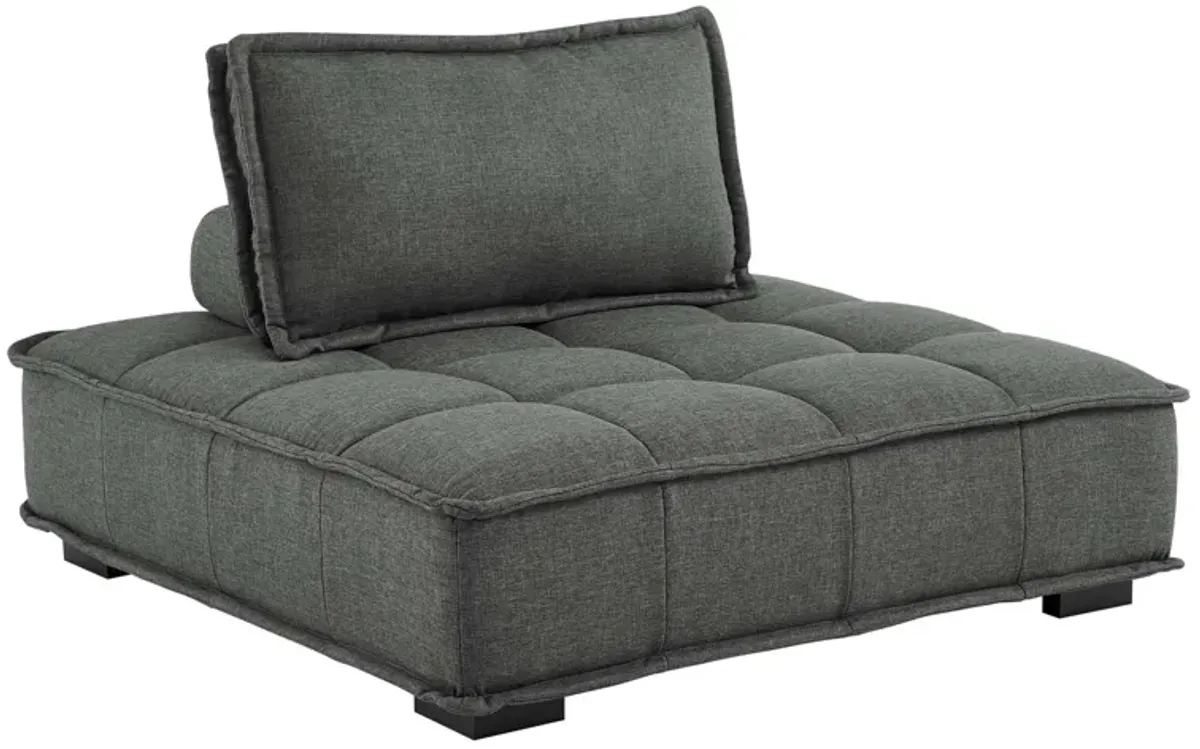 Saunter Tufted Fabric 4-Piece Sectional Sofa Gray