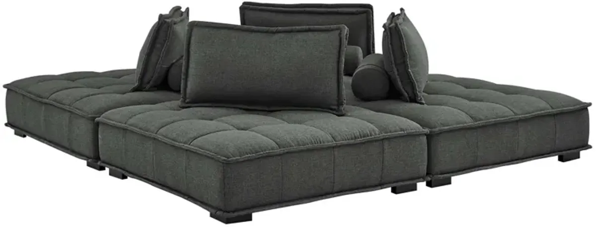 Saunter Tufted Fabric 4-Piece Sectional Sofa Gray