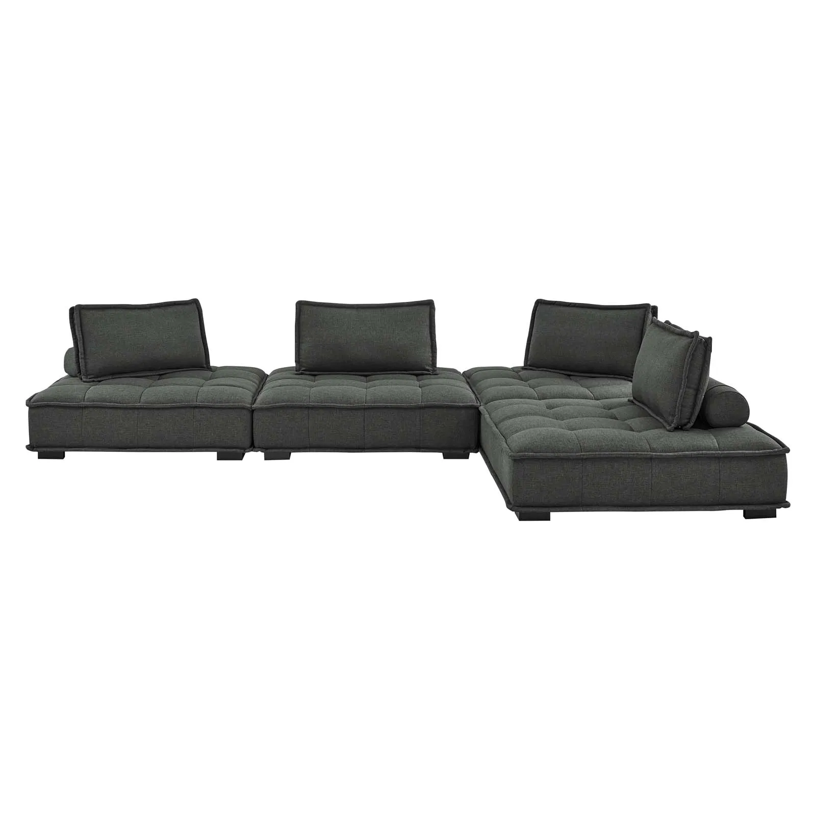 Saunter Tufted Fabric 4-Piece Sectional Sofa Gray