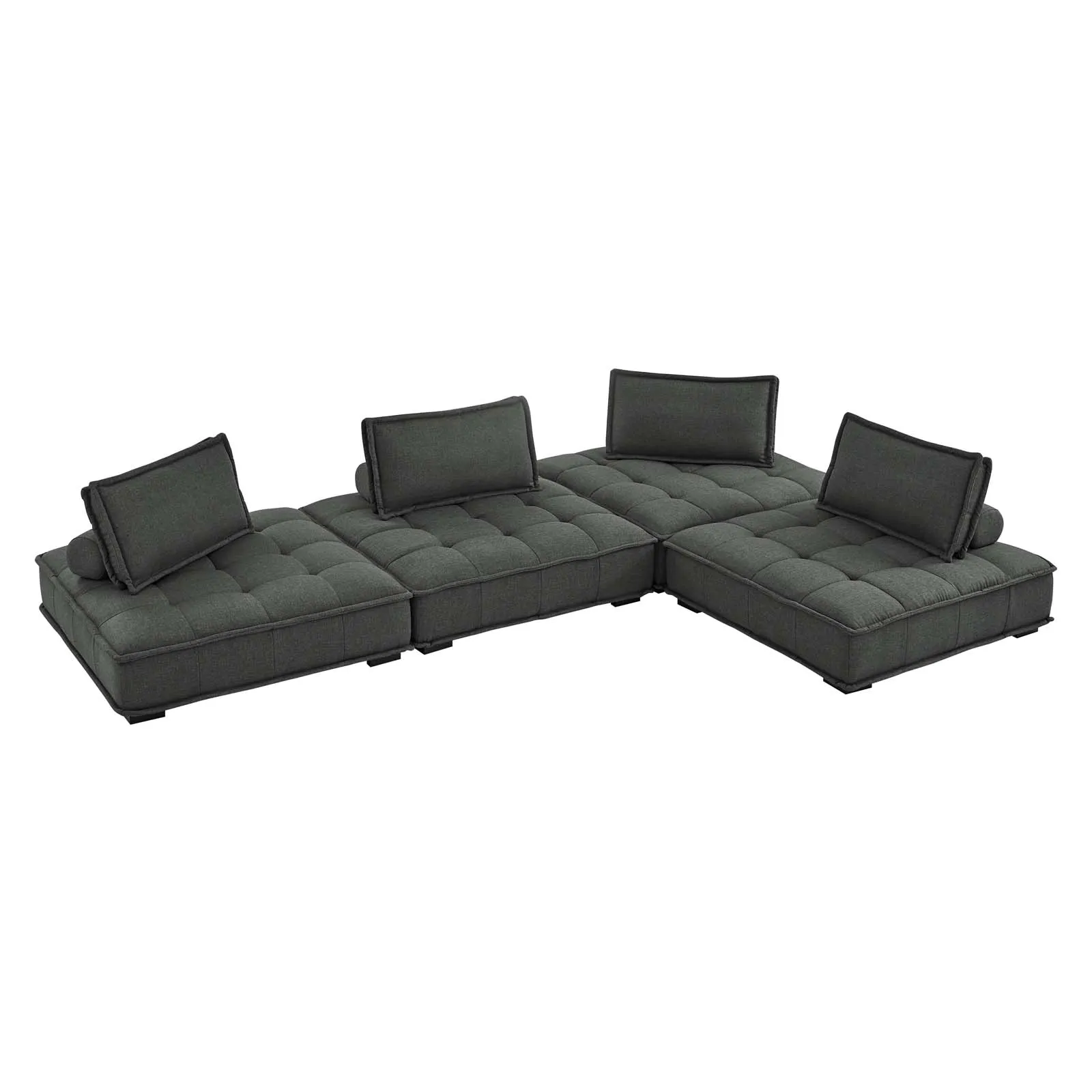 Saunter Tufted Fabric 4-Piece Sectional Sofa Gray