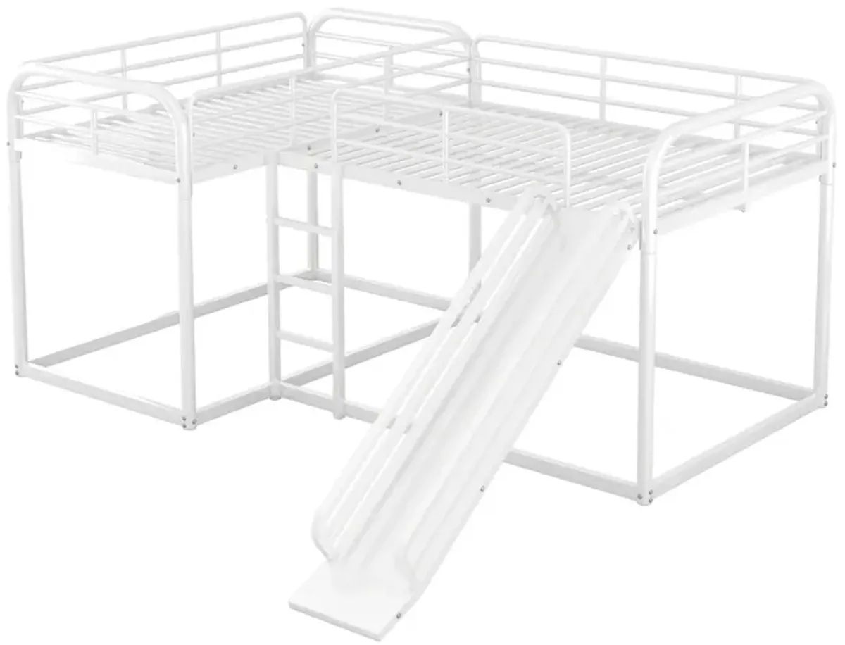 Quad L-Shaped Bunk Bed with Slide