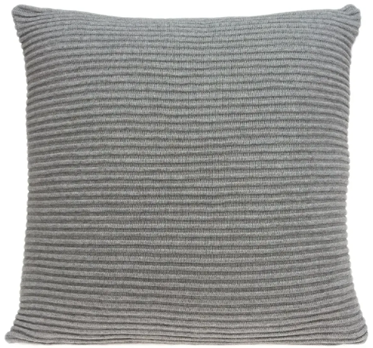 20" Solid Fossil Gray Raised Stripes Knitted Square Throw Pillow