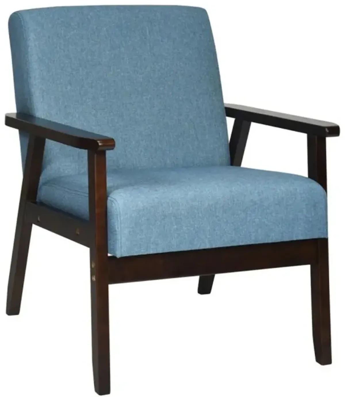 Retro Modern Classic Linen Wide Accent Chair with Espresso Wood Frame