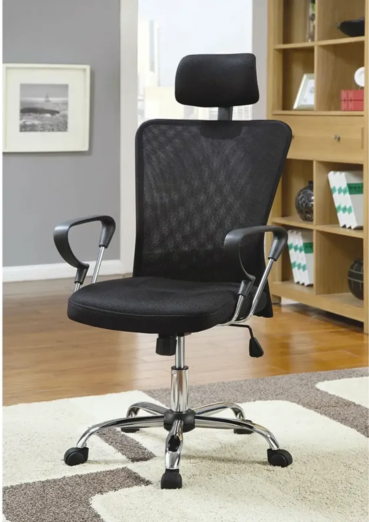 Hivvago High Back Executive Mesh Office Computer Chair with Headrest in Black