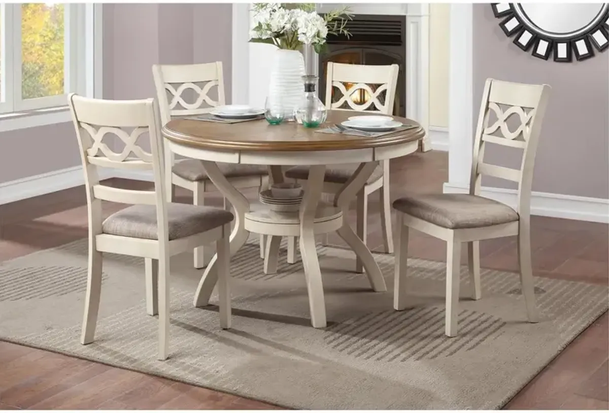 New Classic Furniture Furniture Cori 5-Piece Solid Wood Dining Set in Beige/Brown