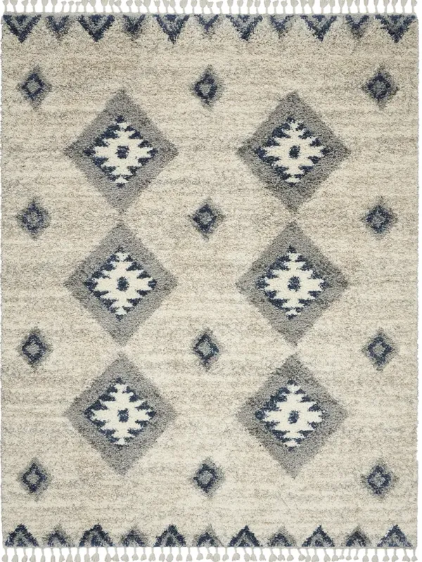 Oslo Shag OSL03 Ivory/Blue 7'10" x 10'6" Rug