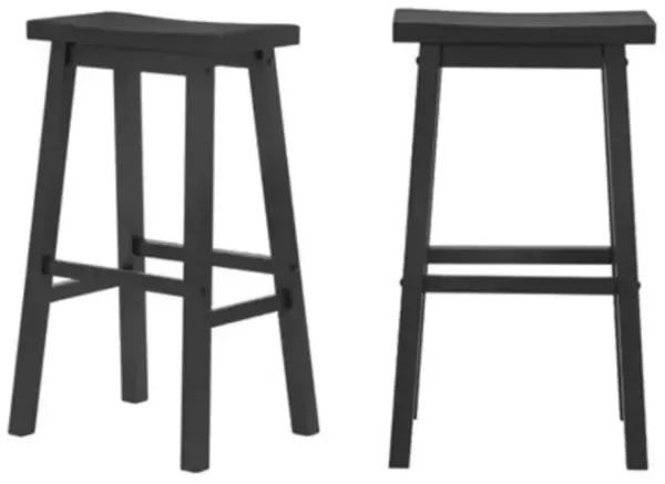 Saddle Seat Barstools Set of 2 – Farmhouse Style Wood Bar Height Chairs for Kitchen or Breakfast Bar