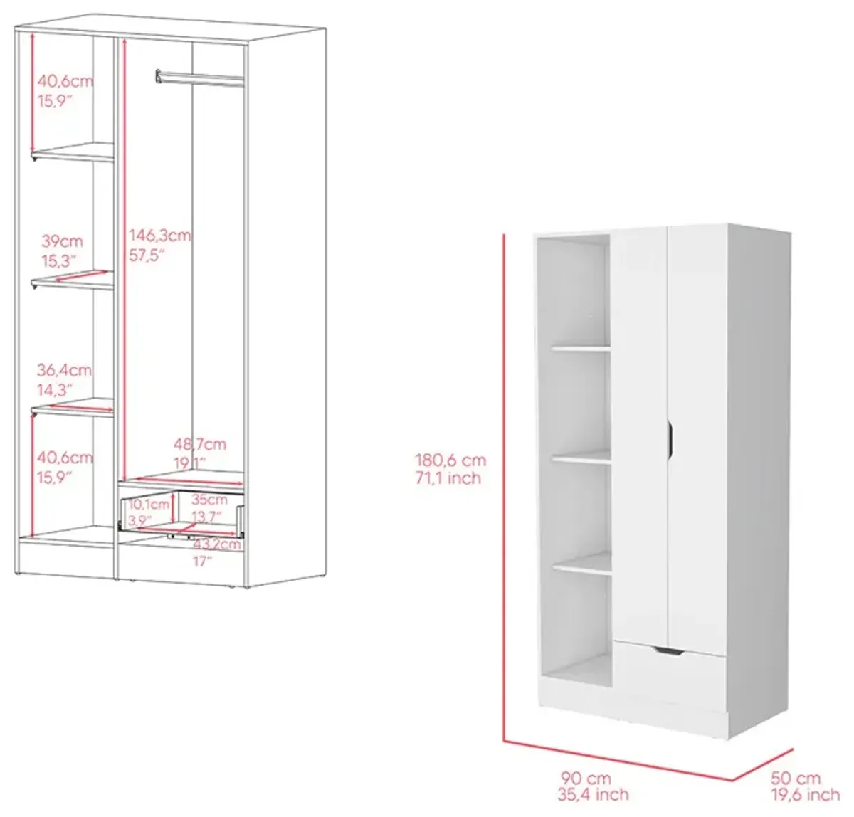 Armoire Dover, Bedroom, White