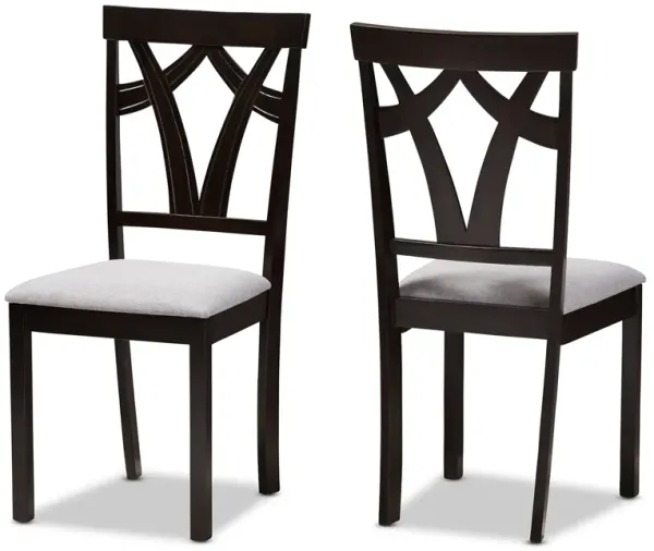 Baxton Studio Sylvia Modern Grey Fabric Upholstered Dining Chairs Set of 2