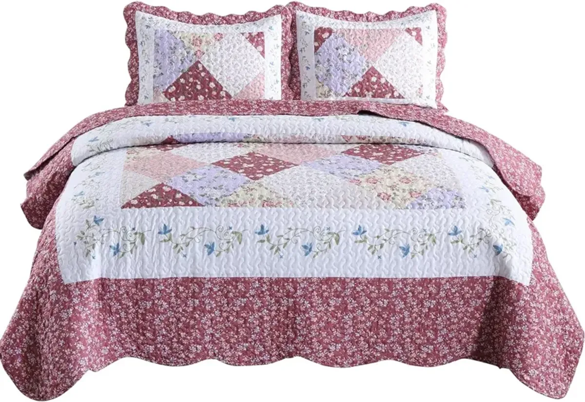 MarCielo 3 Piece Printed Quilt Bedspread Set