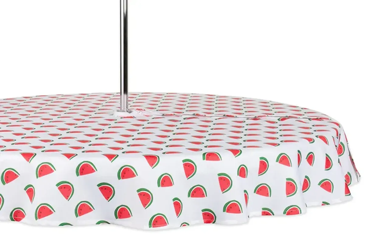 60" Zippered Round Outdoor Tablecloth with Watermelon Print Design