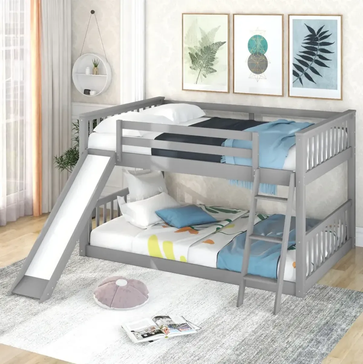 Full Over Full Bunk Bed With Convertible Slide And Ladder