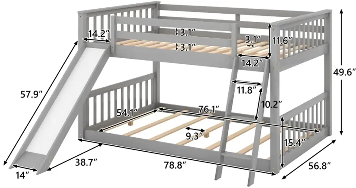 Full Over Full Bunk Bed With Convertible Slide And Ladder