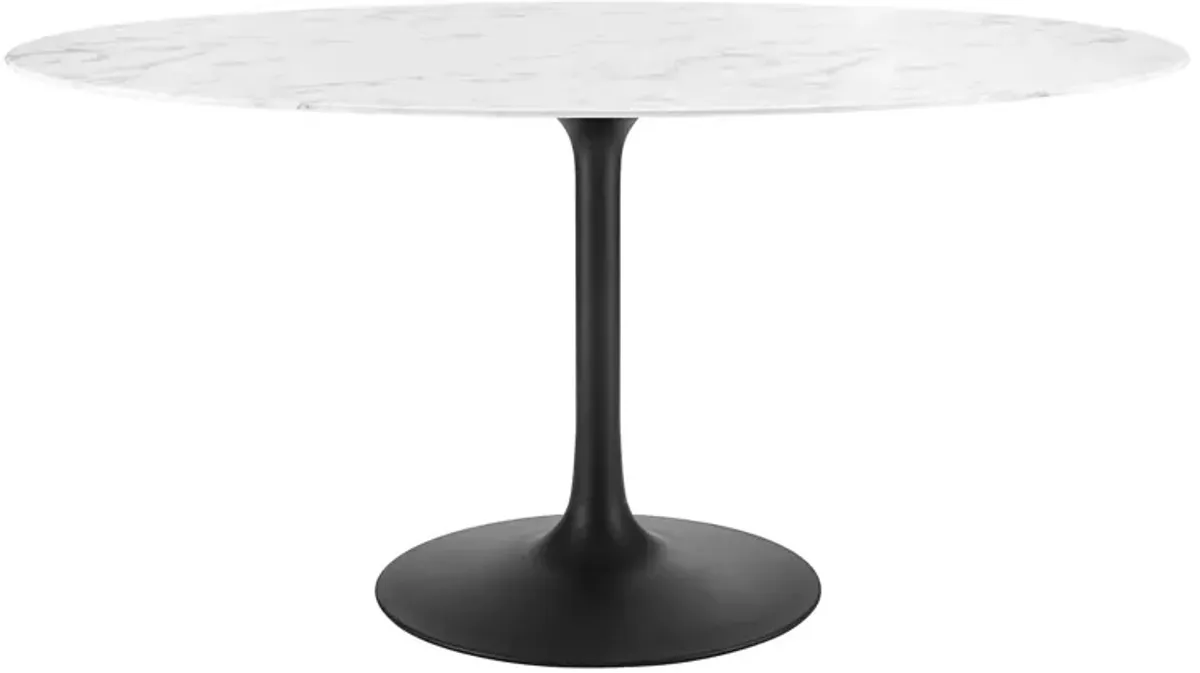 Modway - Lippa 60" Oval Artificial Marble Dining Table Black White