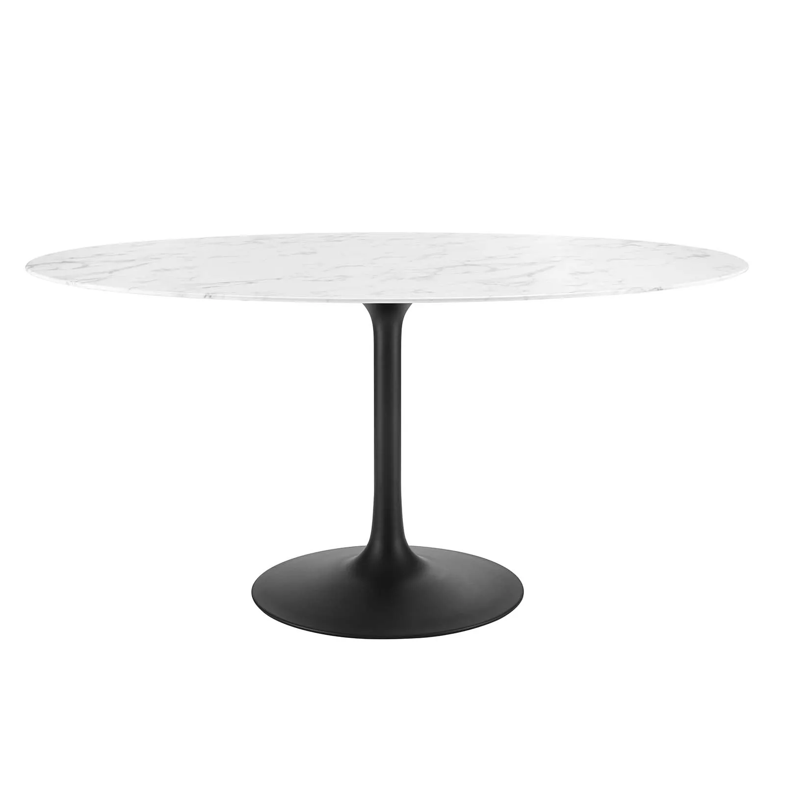 Modway - Lippa 60" Oval Artificial Marble Dining Table Black White