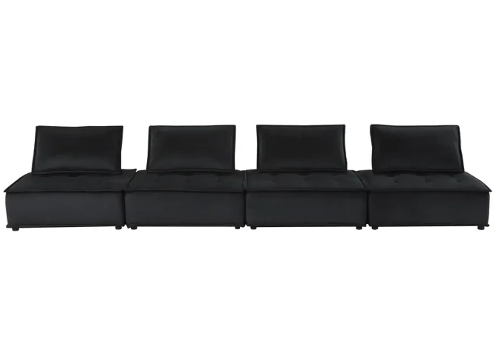 Anna Black Velvet 4Seater Modular Sofa