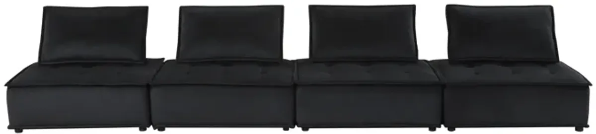 Anna Black Velvet 4Seater Modular Sofa