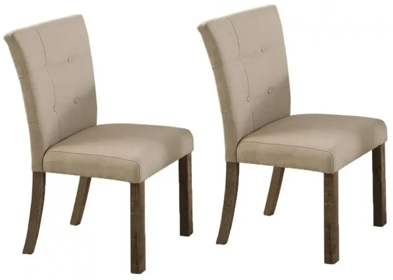 Best Master Hadley Solid Wood Dining Side Chair in Light Gray/Beige (Set of 2)