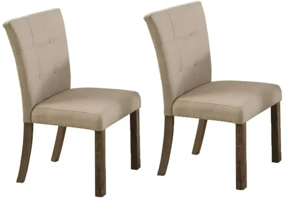 Best Master Hadley Solid Wood Dining Side Chair in Light Gray/Beige (Set of 2)