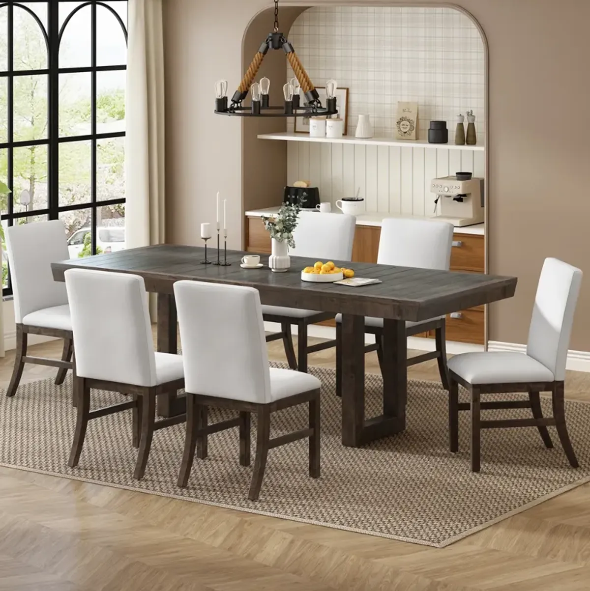 Merax Traditional  Extendable Dining Table Chairs Set