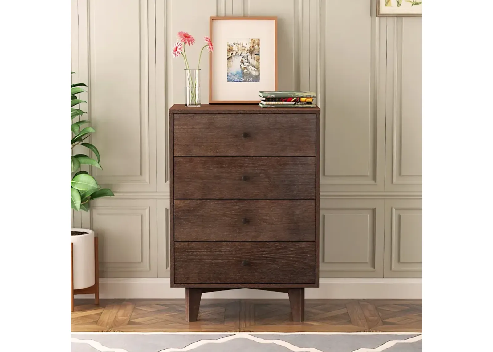 Solid Wood Spray-Painted Drawer Dresser Bar, Buffet Tableware Cabinet Lockers