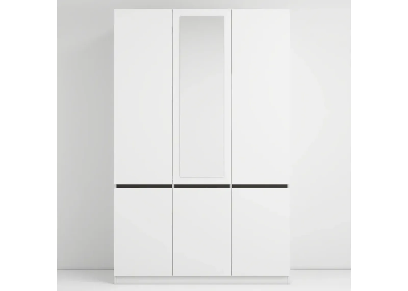 Bedroom White Armoire Wardrobe Closet with 3 Doors, Wooden Wardrobe Closet for Hanging Clothes with Mirror, Storage Wardrobe Cabinet for Clothes with Shelves(White)