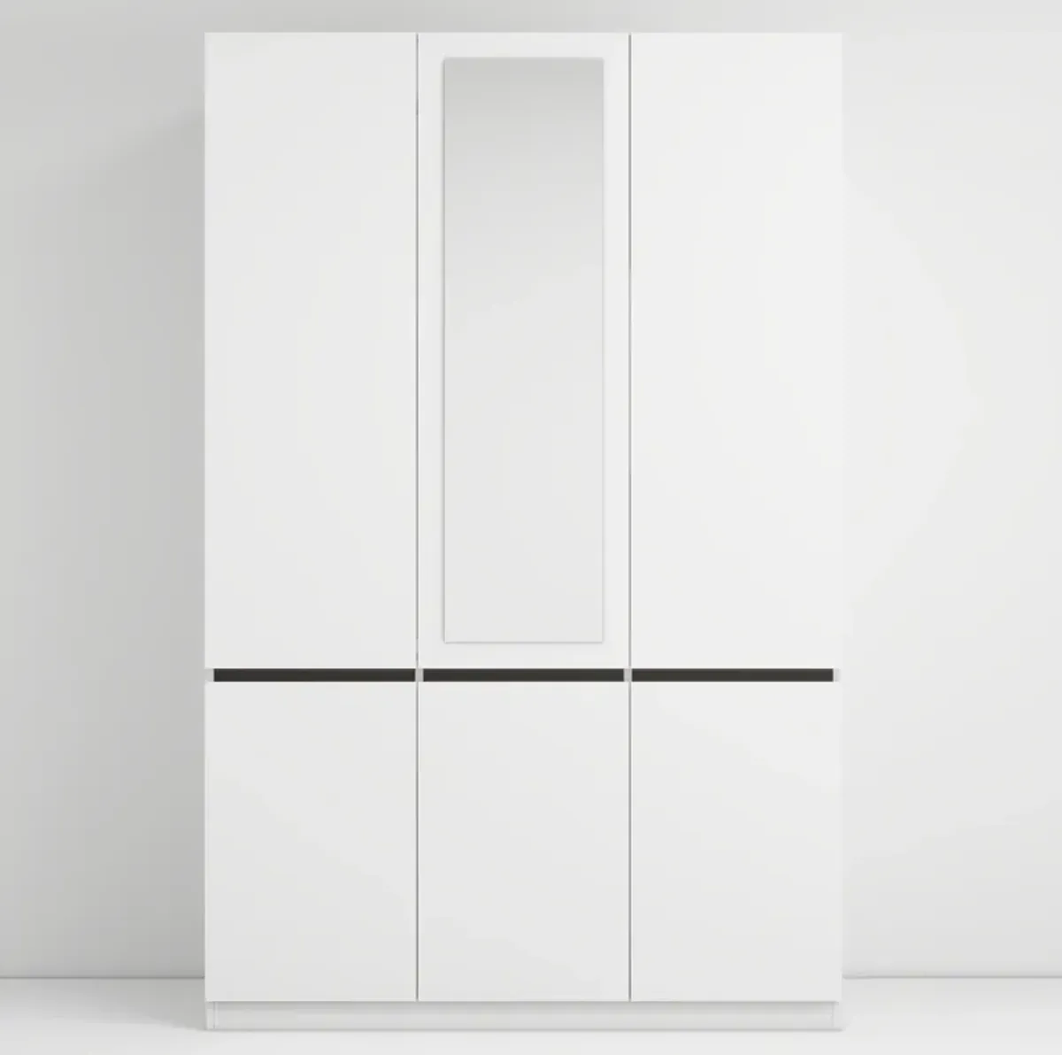 Bedroom White Armoire Wardrobe Closet with 3 Doors, Wooden Wardrobe Closet for Hanging Clothes with Mirror, Storage Wardrobe Cabinet for Clothes with Shelves(White)