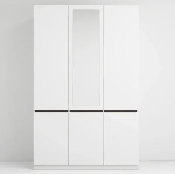 Bedroom White Armoire Wardrobe Closet with 3 Doors, Wooden Wardrobe Closet for Hanging Clothes with Mirror, Storage Wardrobe Cabinet for Clothes with Shelves(White)